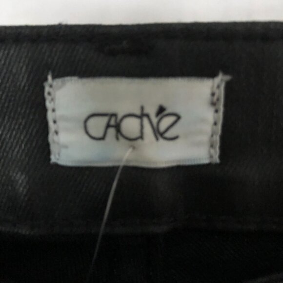 Cache Black Coated Cotton Jean Pant Skinny Slim 5 Pocket Stretch New NWT $158 - Picture 7 of 10